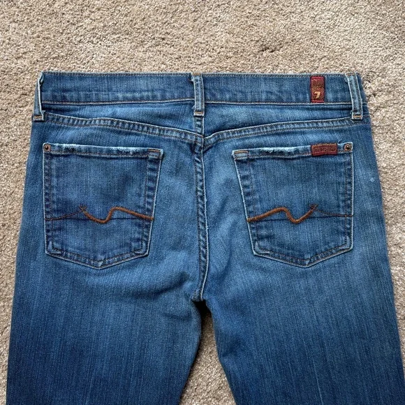 Vintage Y2K 7 For All Mankind Original 080 Low Rise Flare Jeans Med Wash Size 29 - Picture 6 of 12